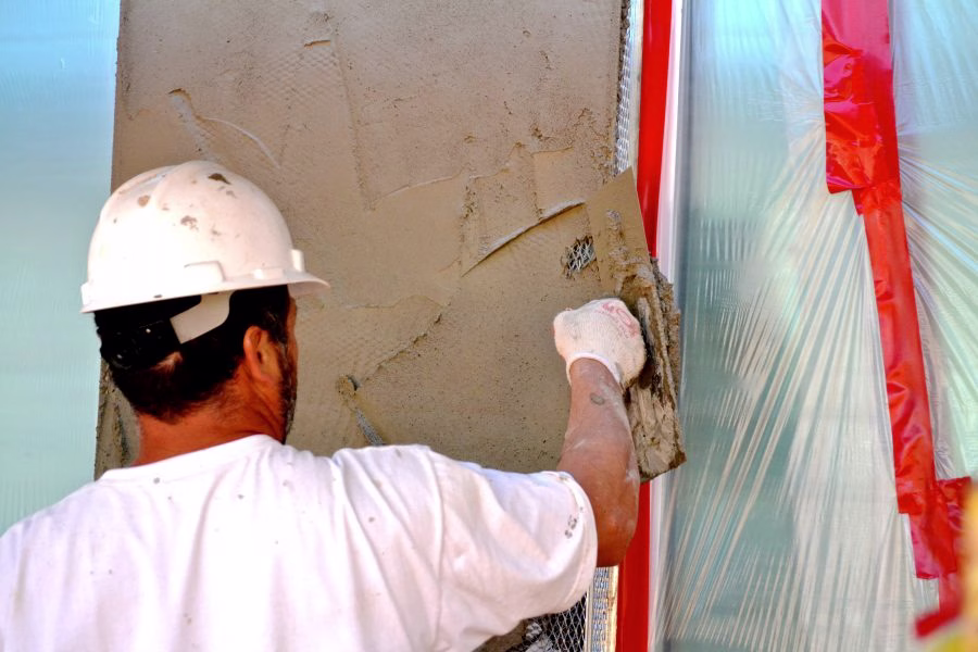 Red stucco masking tape