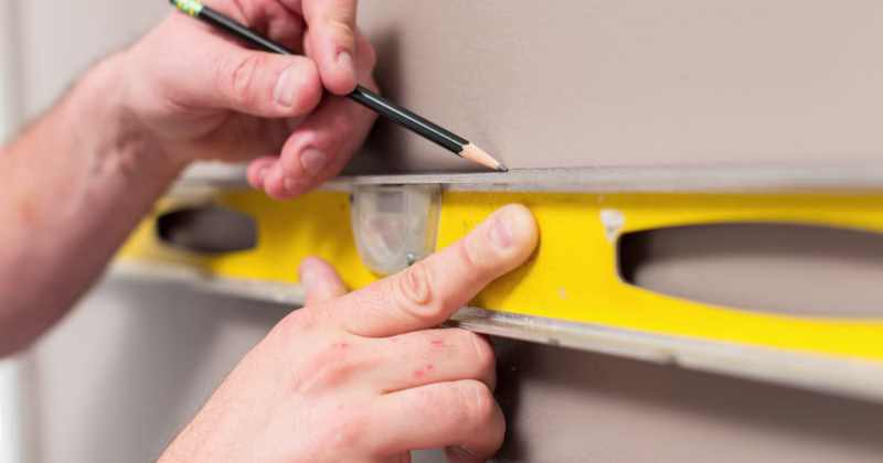 measuring with pencil and leveler