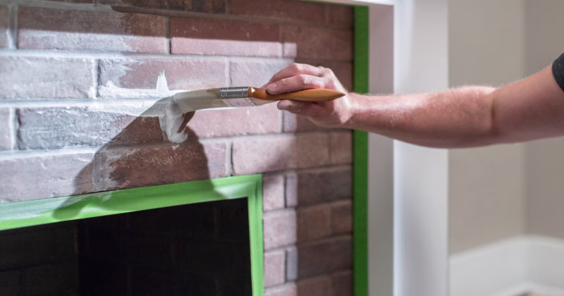 paint and masking on brick