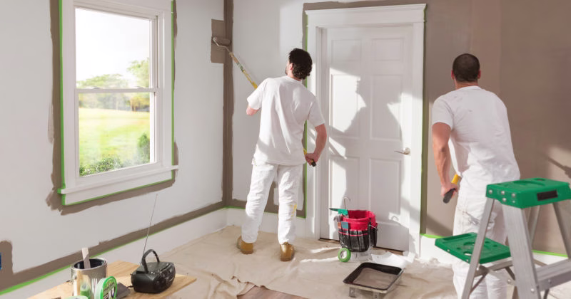 two men painting room