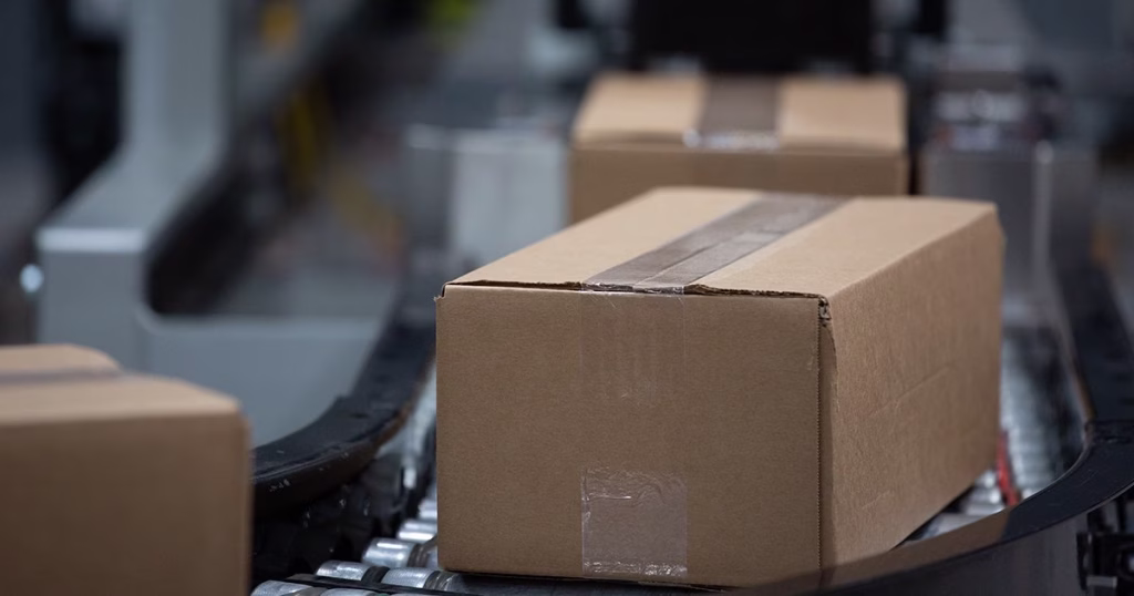 boxes on packaging line