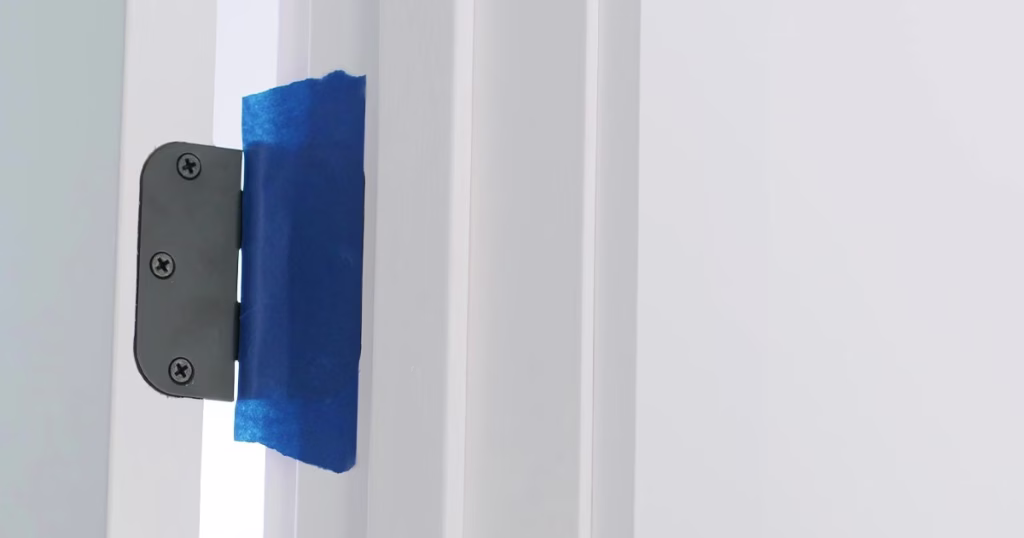 Masking tape on door hardware